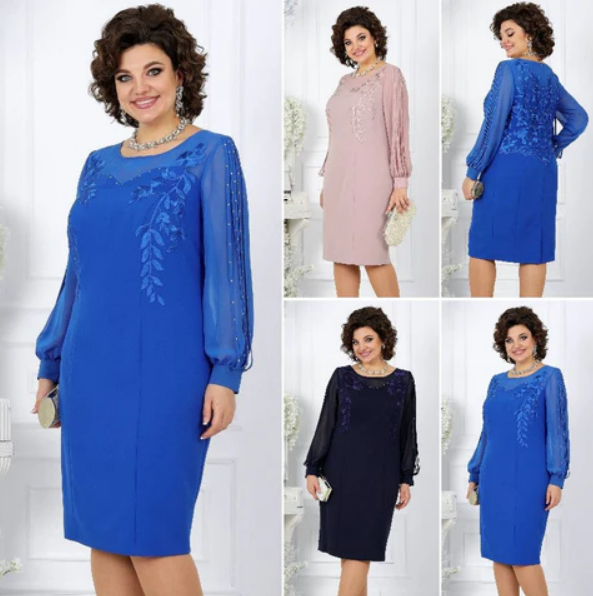 ABITO ELEGANTE "MARIA" CON RICAMI FIORATI